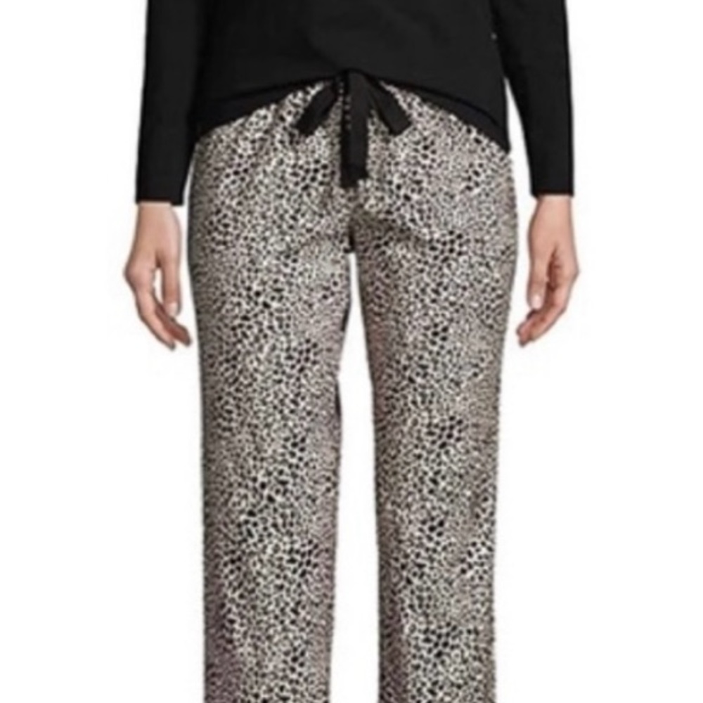 Lands' End Black and White Animal Print Pajama Pants